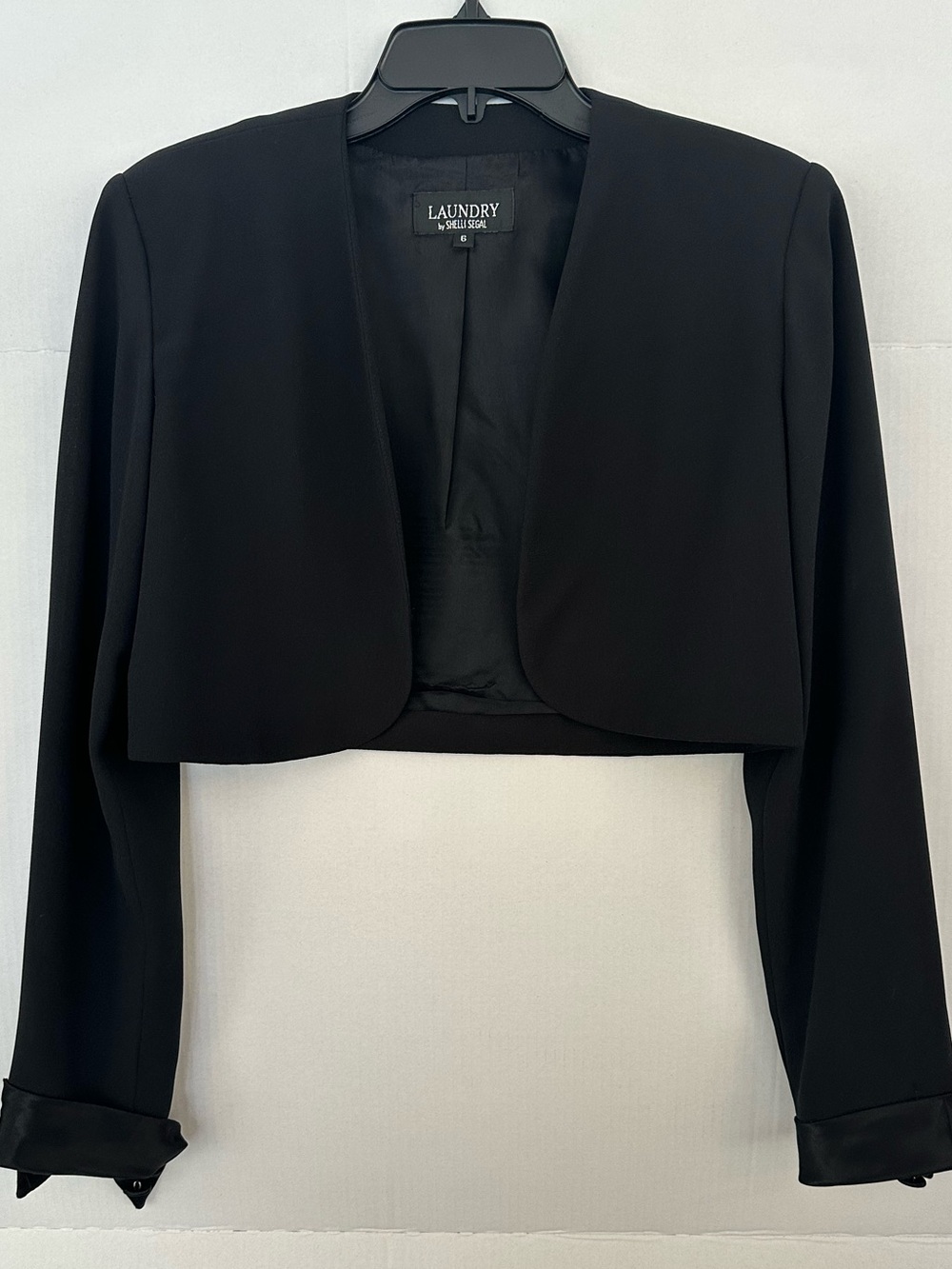 Laundry by Shelli Segal Black Cropped Open-Front Bolero Jacket